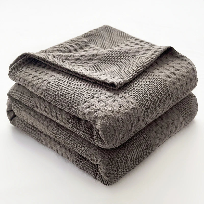 Couverture en Coton Gaufrée gris foncé