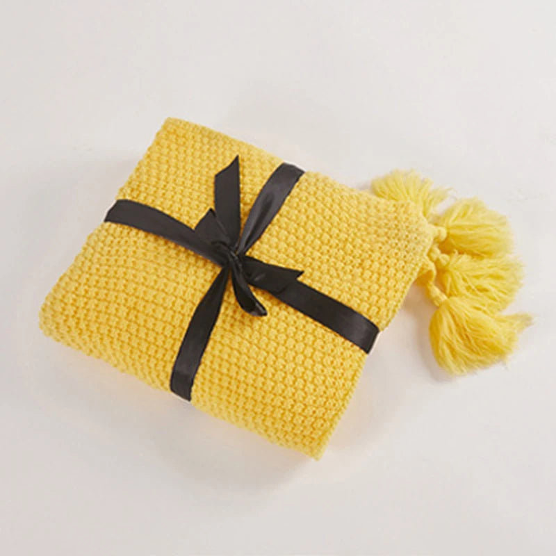 Couverture en laine nordique super chaude jaune