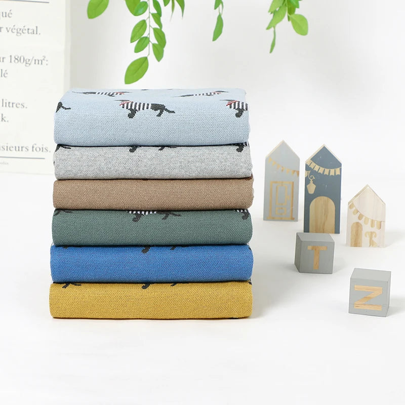 Couverture 100% coton tricotée pour bébé fille et garçon