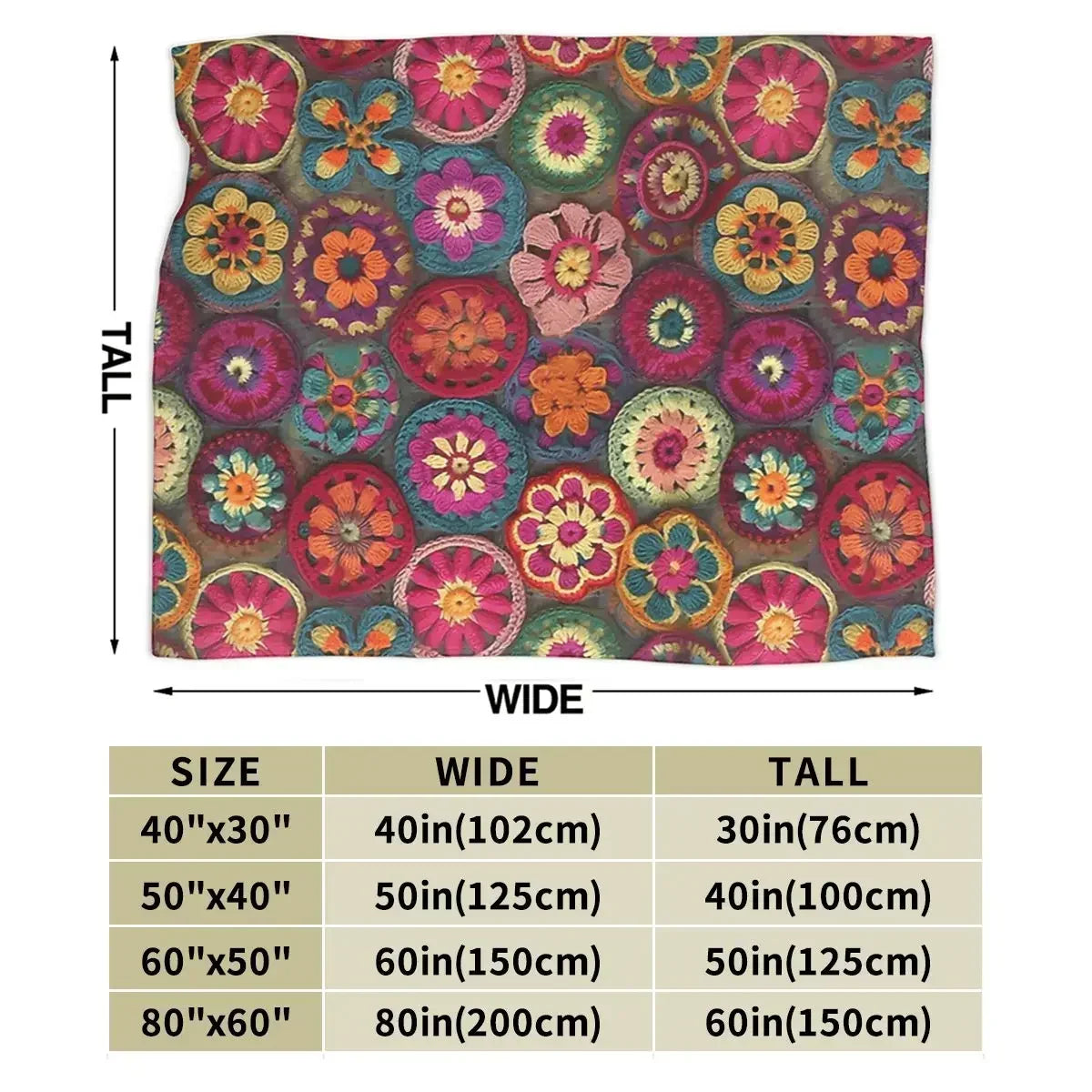 Couverture au Crochet Coloré pour lit et Canapé