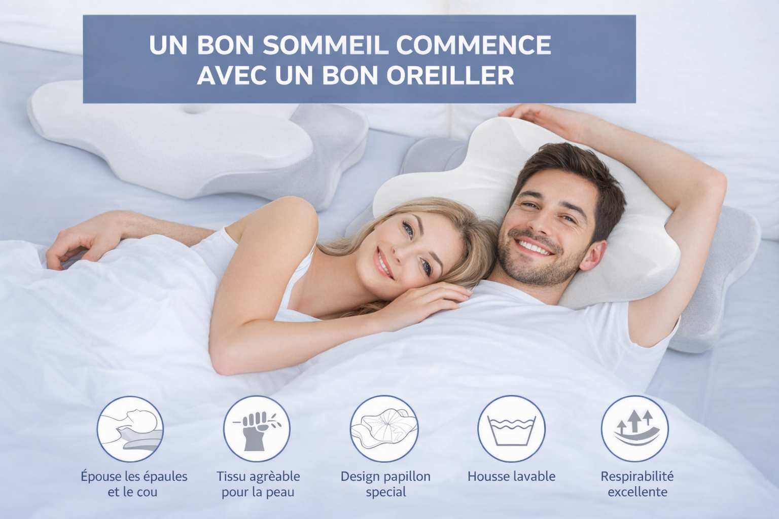 Oreiller ergonomique haut de gamme – Le soutien cervical recommandé pour des nuits vraiment réparatrices Couvertures Cosy