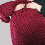 Couverture épaisse en laine mérinos tricotée à la main - Vignette | Couvertures Cosy