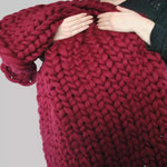 Couverture épaisse en laine mérinos tricotée à la main - Vignette | Couvertures Cosy