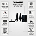 Sharp HT-SPW135 2.1 Channel Home Cinema Soundbar with Wireless Subwoofer and Ambient Lighting (150W RMS) - Vignette | Home Cozy Nest
