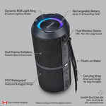Sharp GX-BT290-BK Portable Bluetooth Speaker - IP67 Waterproof & RGB Lights - Vignette | Home Cozy Nest