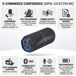Sharp GX-BT290-BK Portable Bluetooth Speaker - IP67 Waterproof & RGB Lights - Vignette | Home Cozy Nest