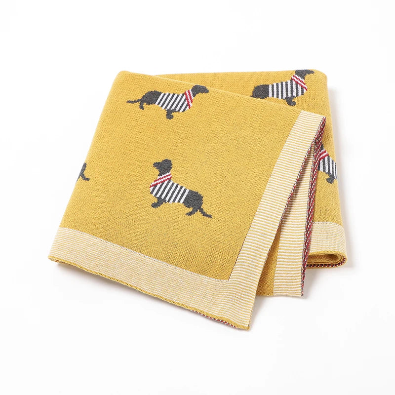Couverture 100% coton tricotée pour bébé fille et garçon jaune