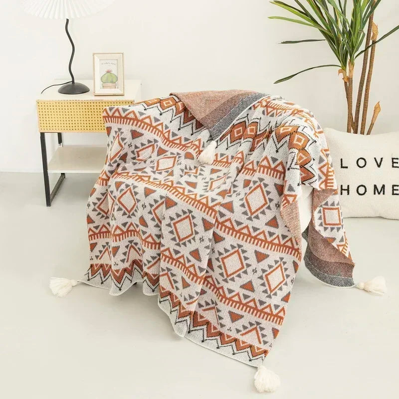 Couverture canapé en tricot