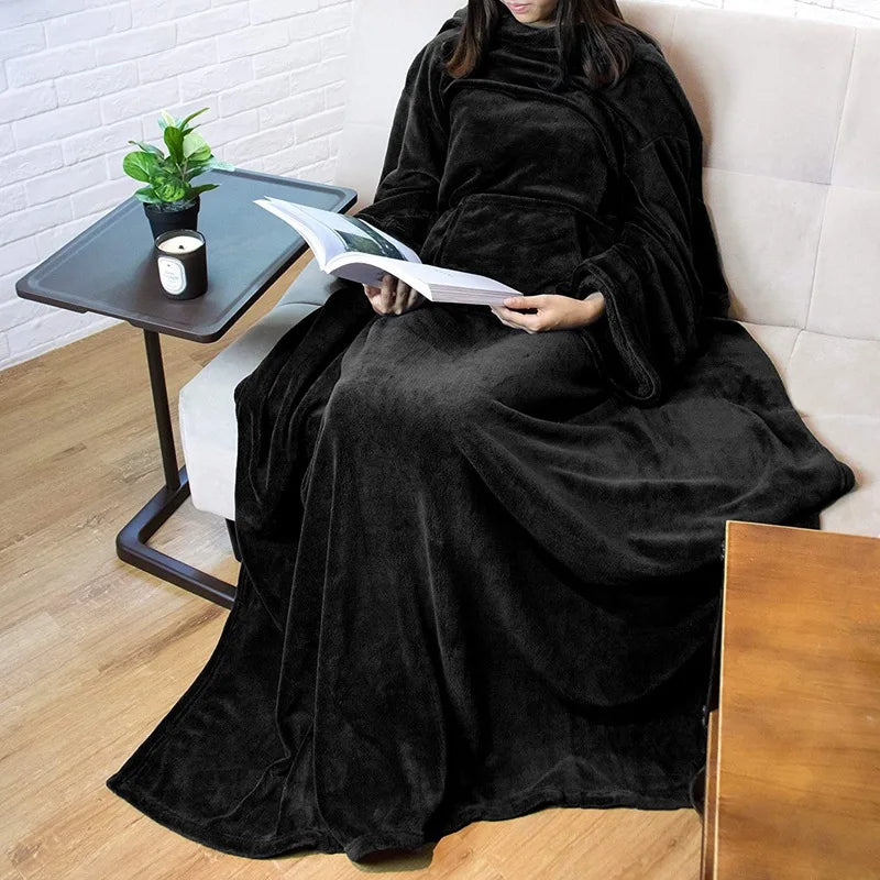 Couverture à capuche avec manche noir