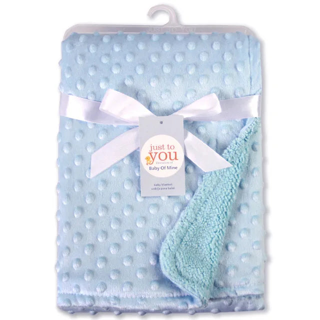 Couverture chaude à double couche pour bébé bleu