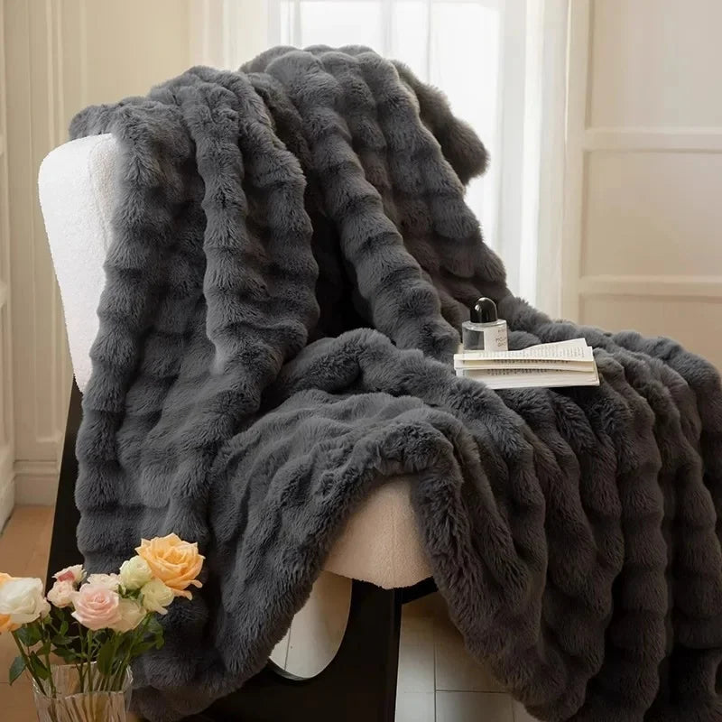 Couverture chaude épaisse gris foncé