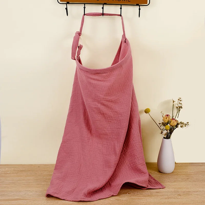 Couverture d'Allaitement Respirante en Mousseline de Coton pour Bébé rose foncé