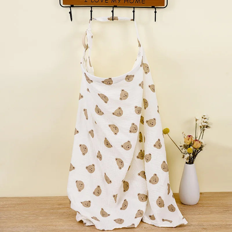 Couverture d'Allaitement Respirante en Mousseline de Coton pour Bébé tete d'ours