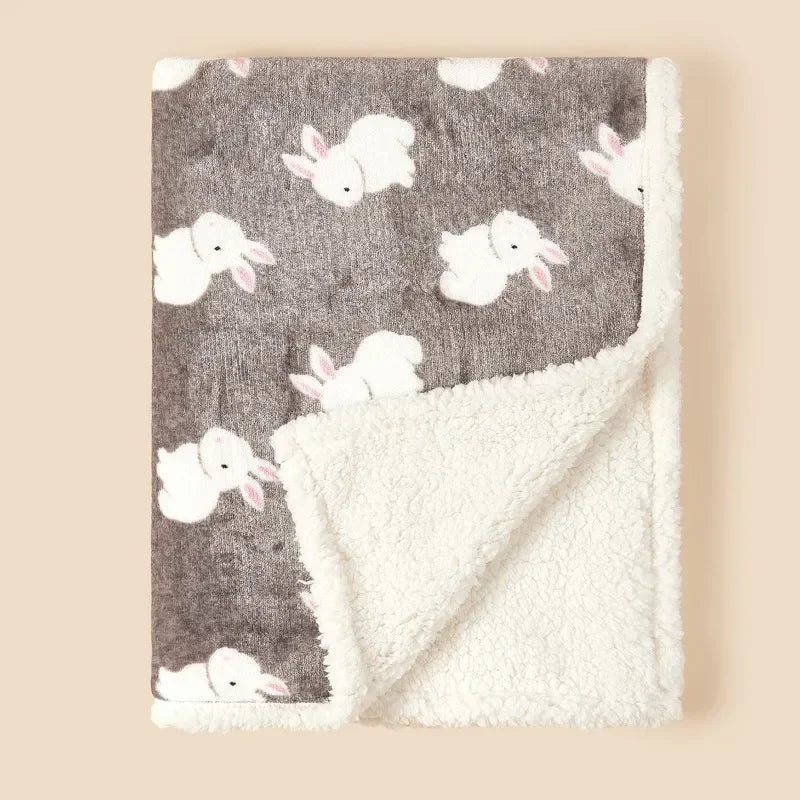Couverture de Naissance pour Bébé en flanelle lapin 