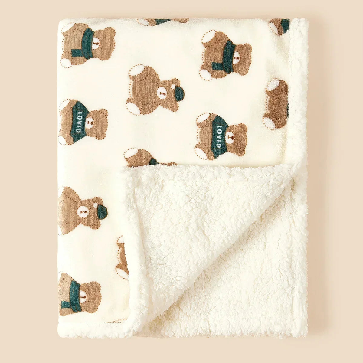 Couverture de Naissance pour Bébé en flanelle ours vert