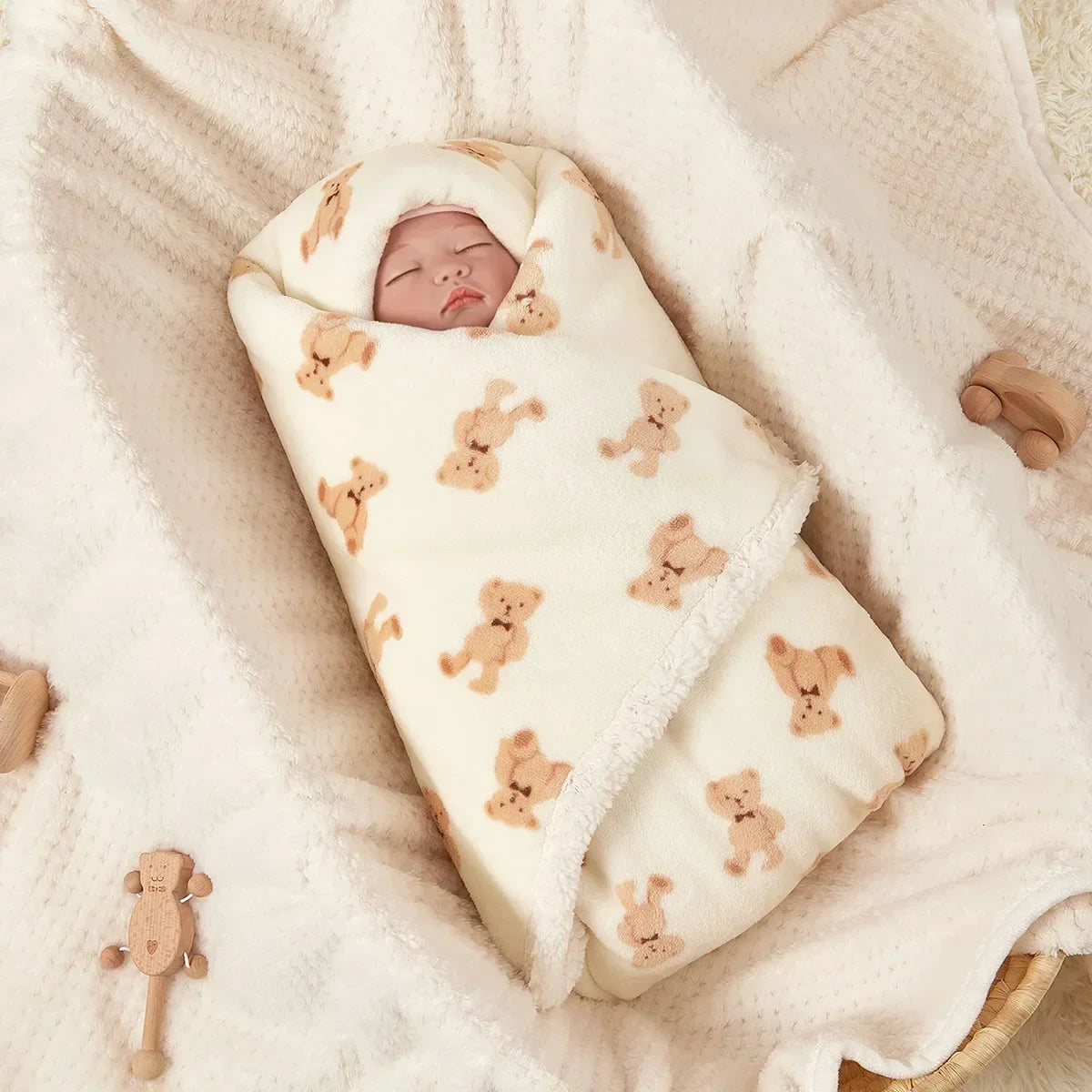 Couverture de Naissance pour Bébé en flanelle beige