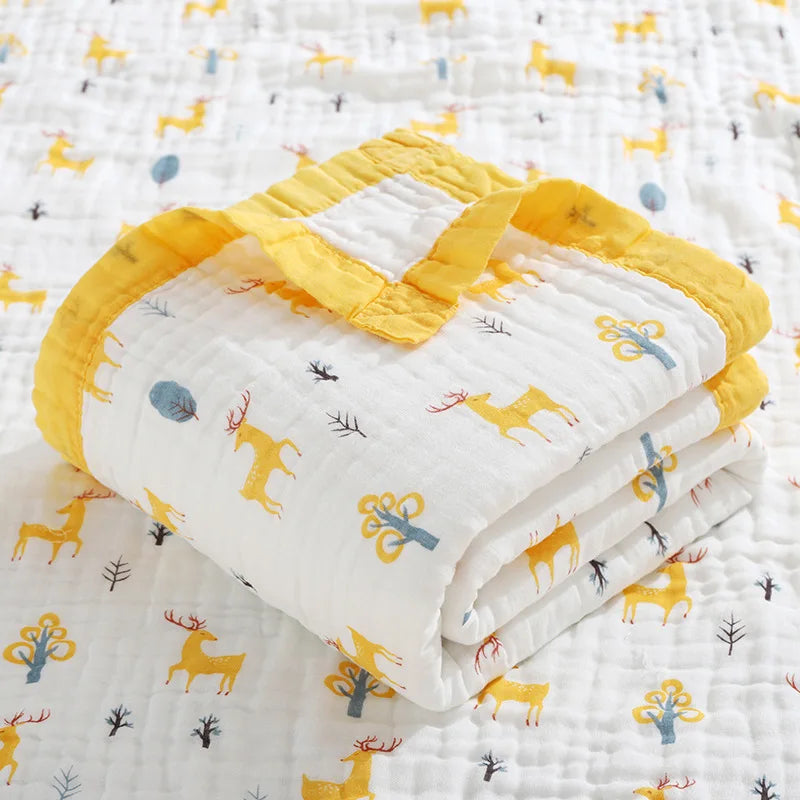 Couverture de bébé en coton à 6 couches cerf jaune