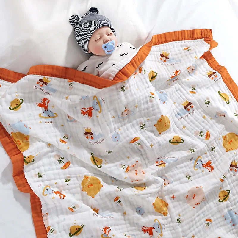 Couverture de bébé en coton à 6 couches-univers
