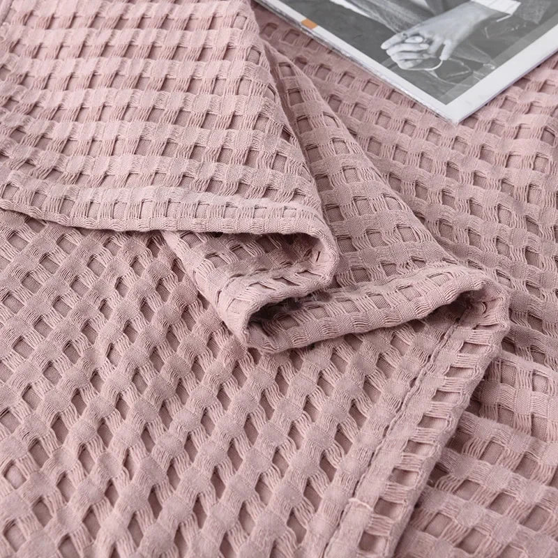 Couverture de lit en coton à carreaux gaufrés d'été 2