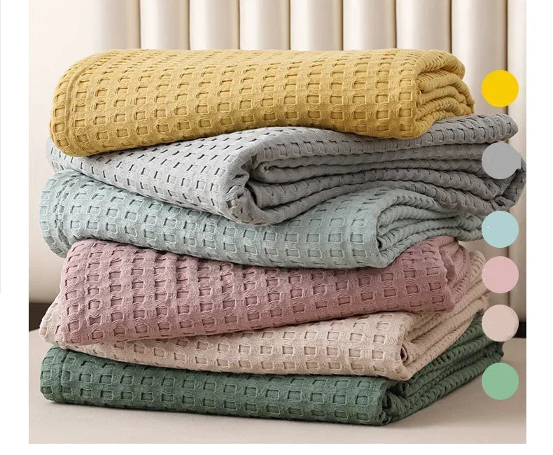 Couverture de lit en coton à carreaux gaufrés d'été couleurs