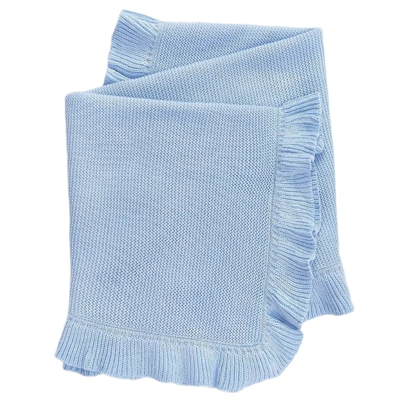 Couverture de naissance en coton bleu ciel