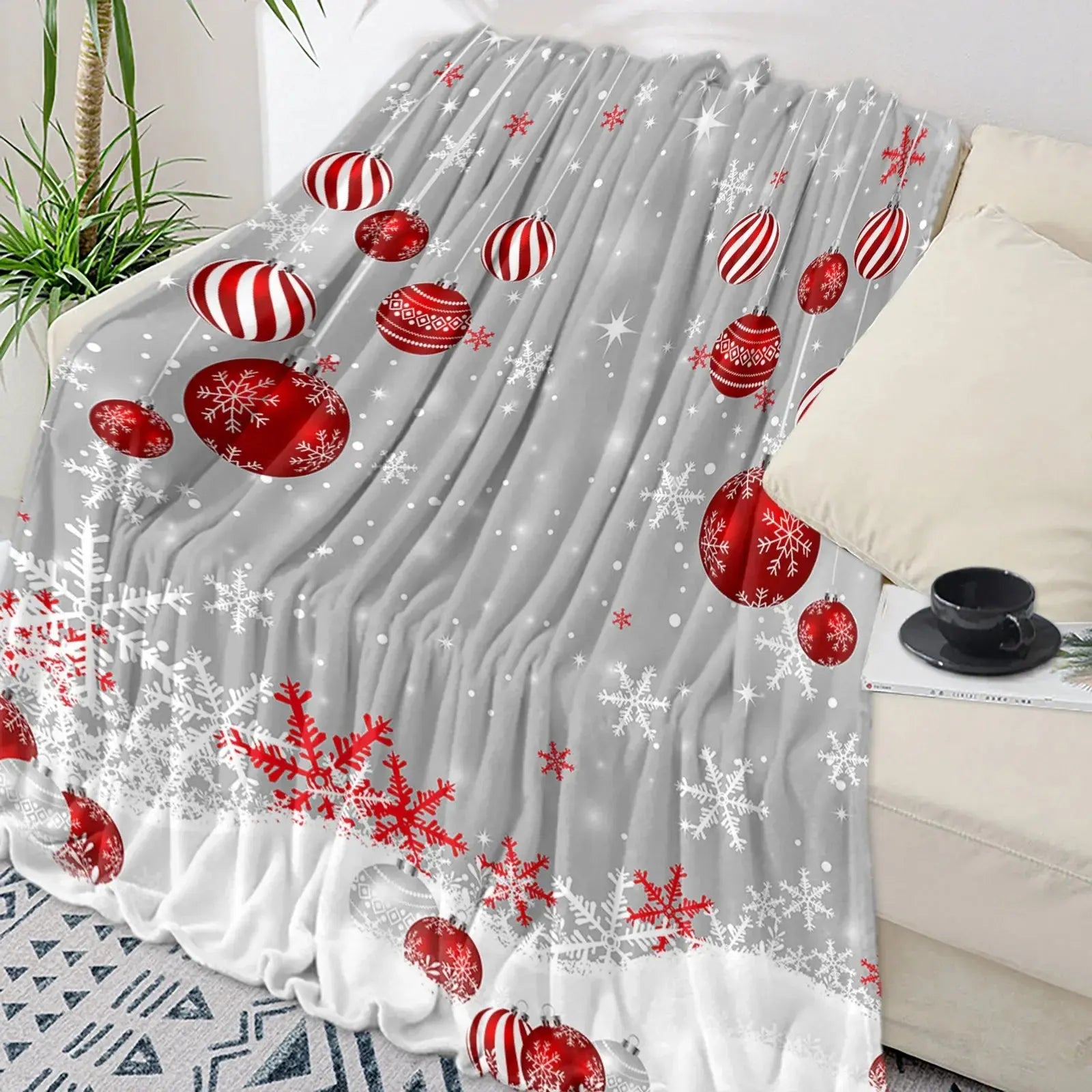 Couverture de noel chaude or gris