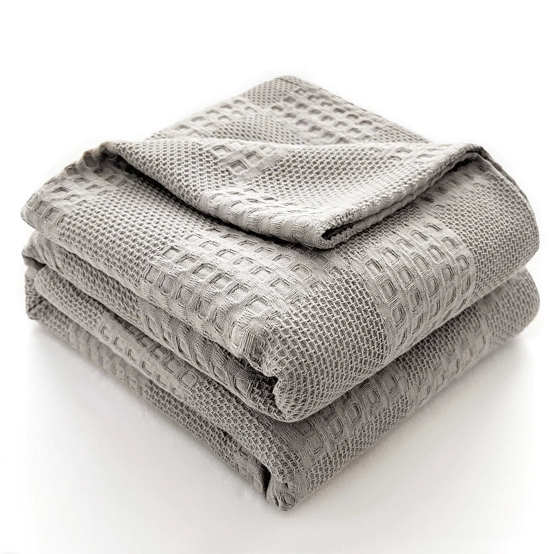 Couverture en Coton Gaufrée gris pale