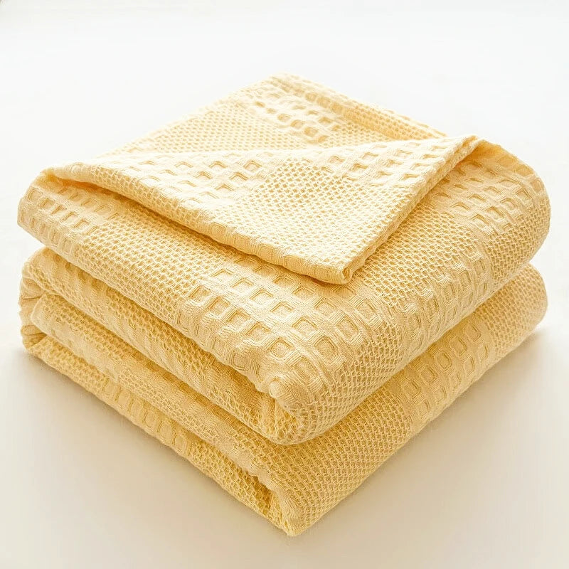 Couverture en Coton Gaufrée jaune