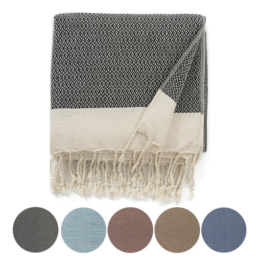 Couverture en coton turc avec pompons décoratifs
