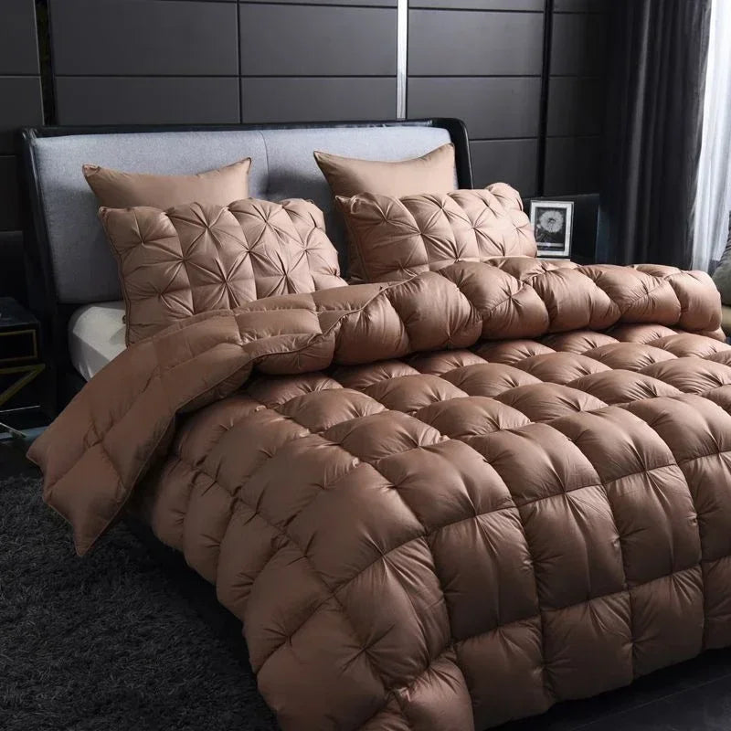 Couverture en duvet d'oie brun