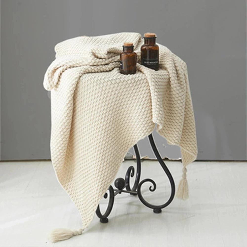 Couverture en laine nordique super chaude beige