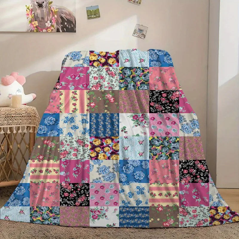 Couverture en patchwork floral