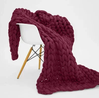 Couverture grosse maille Rouge vin
