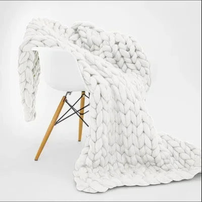 Couverture grosse maille blanc