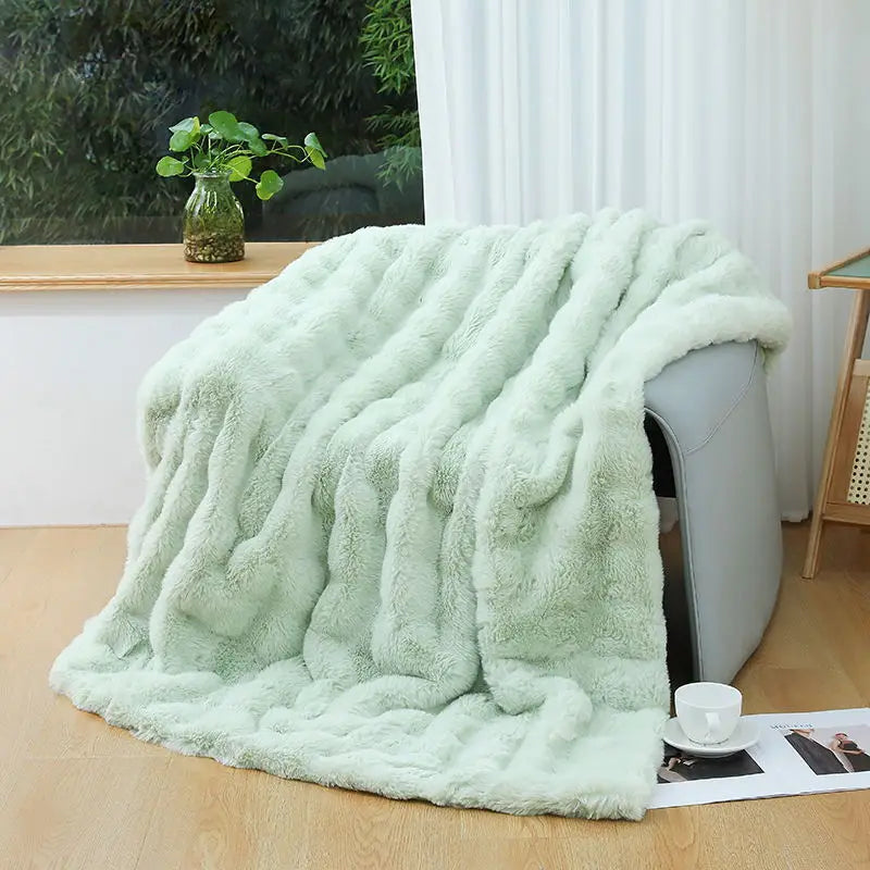 Couverture hiver vert pale