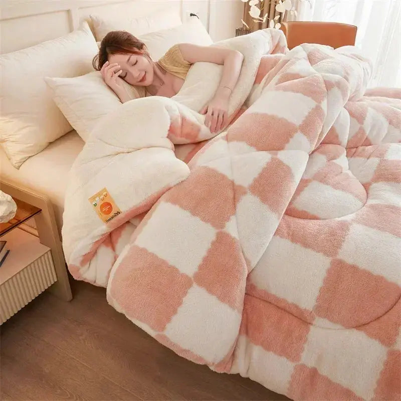 Couverture lestée chaude rose