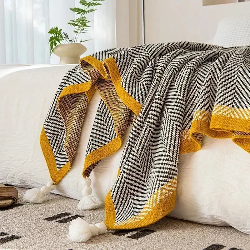 Couverture nordique cosy rayures