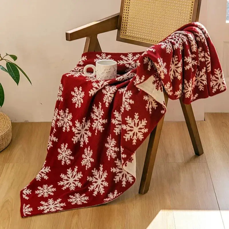 Couverture nordique cosy flocons de neige