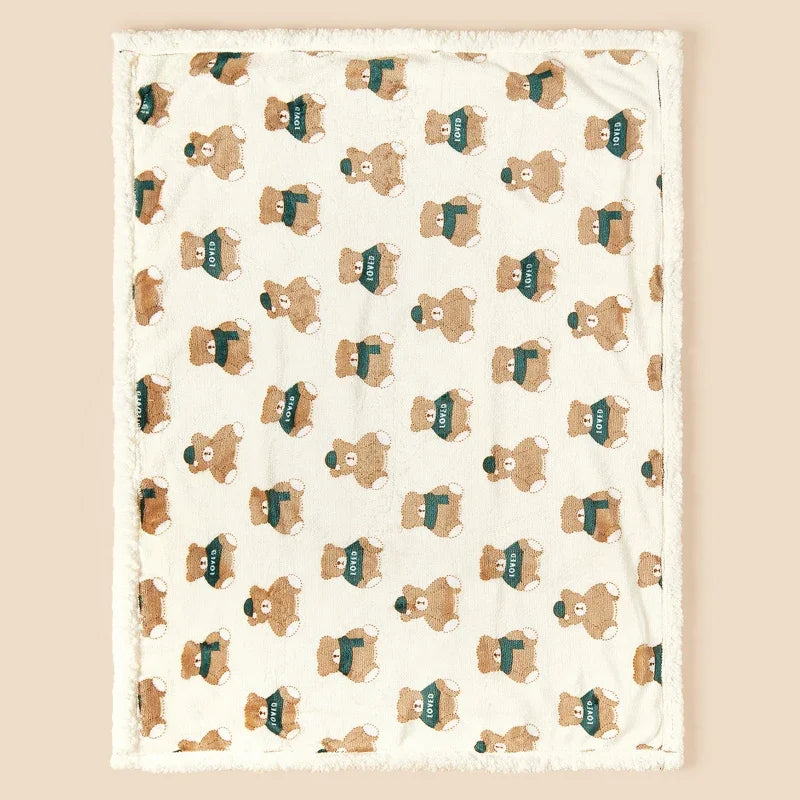 Couverture pour bébé chaude vert ours 2