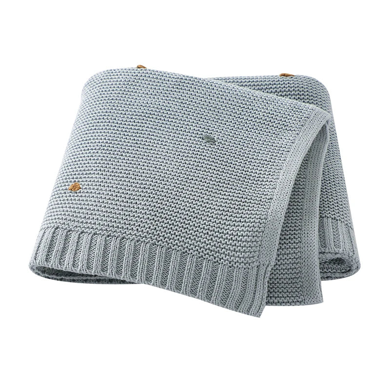 Couvertures en tricot nouveau-né gris