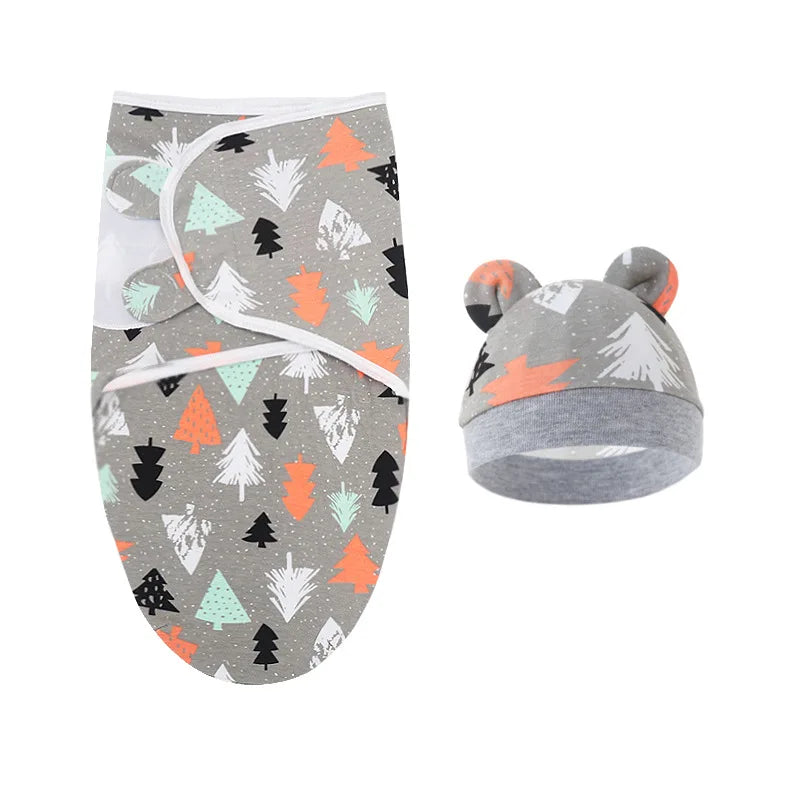 Couvertures et bonnets pour bébé en coton gris