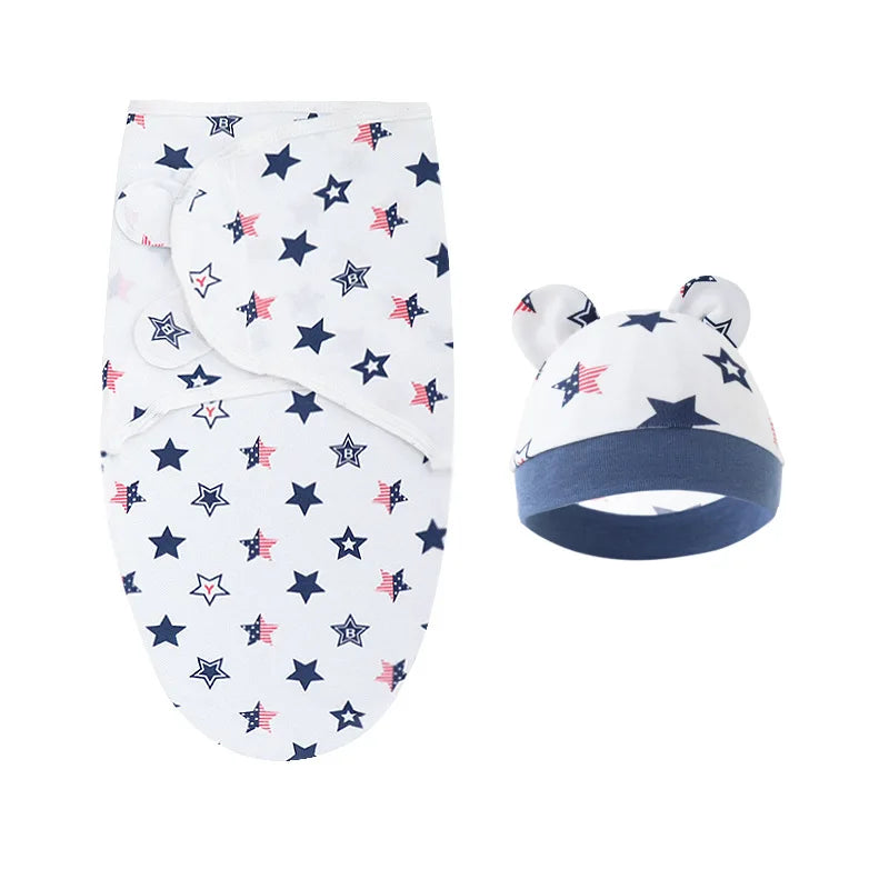 Couvertures et bonnets pour bébé en coton étoiles