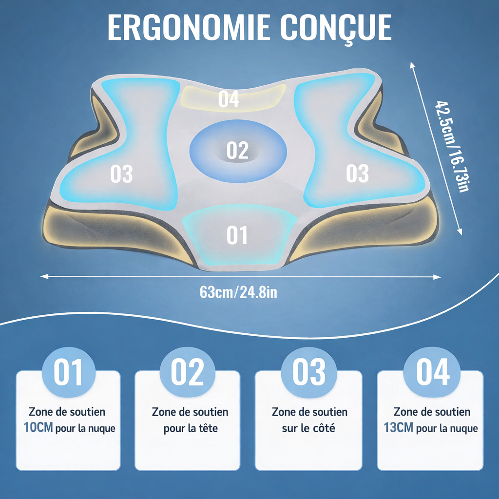 Oreiller ergonomique haut de gamme – Le soutien cervical recommandé pour des nuits vraiment réparatrices Couvertures Cosy