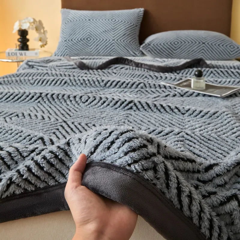 Couverture en laine polaire de luxe Jacquard Couvertures Cosy