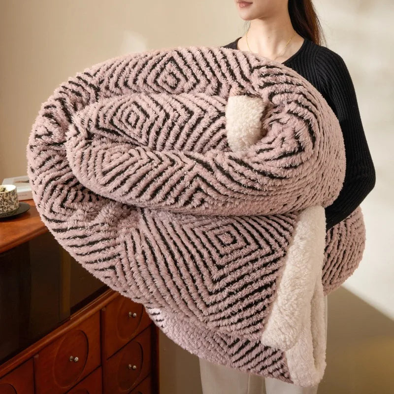Couverture en laine polaire de luxe Jacquard Couvertures Cosy
