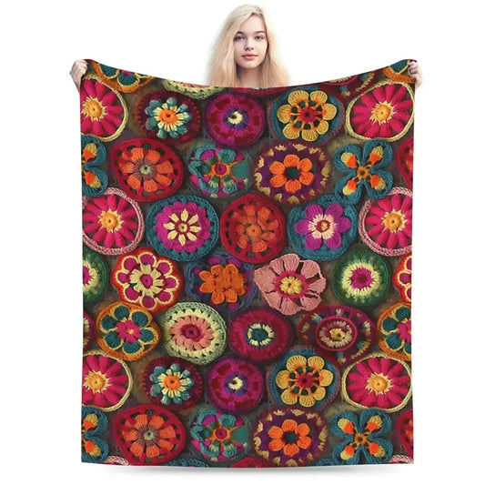Couverture au Crochet Coloré pour lit et Canapé