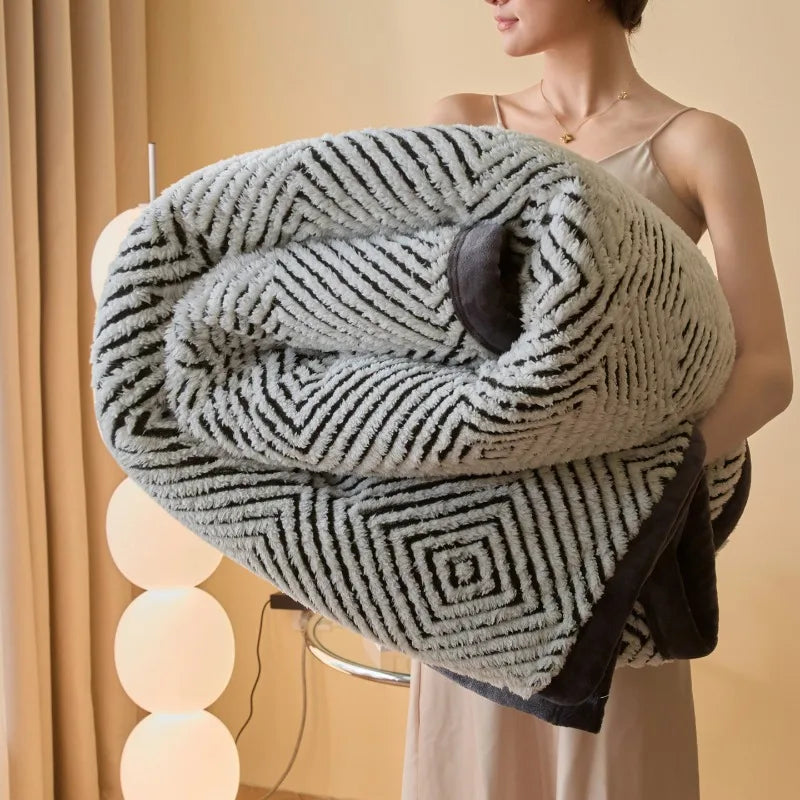 Couverture en laine polaire de luxe Jacquard Couvertures Cosy