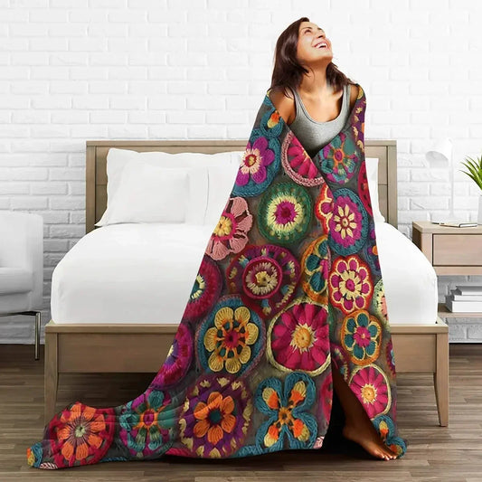 Couverture au crochet Coloré pour lit et canapé